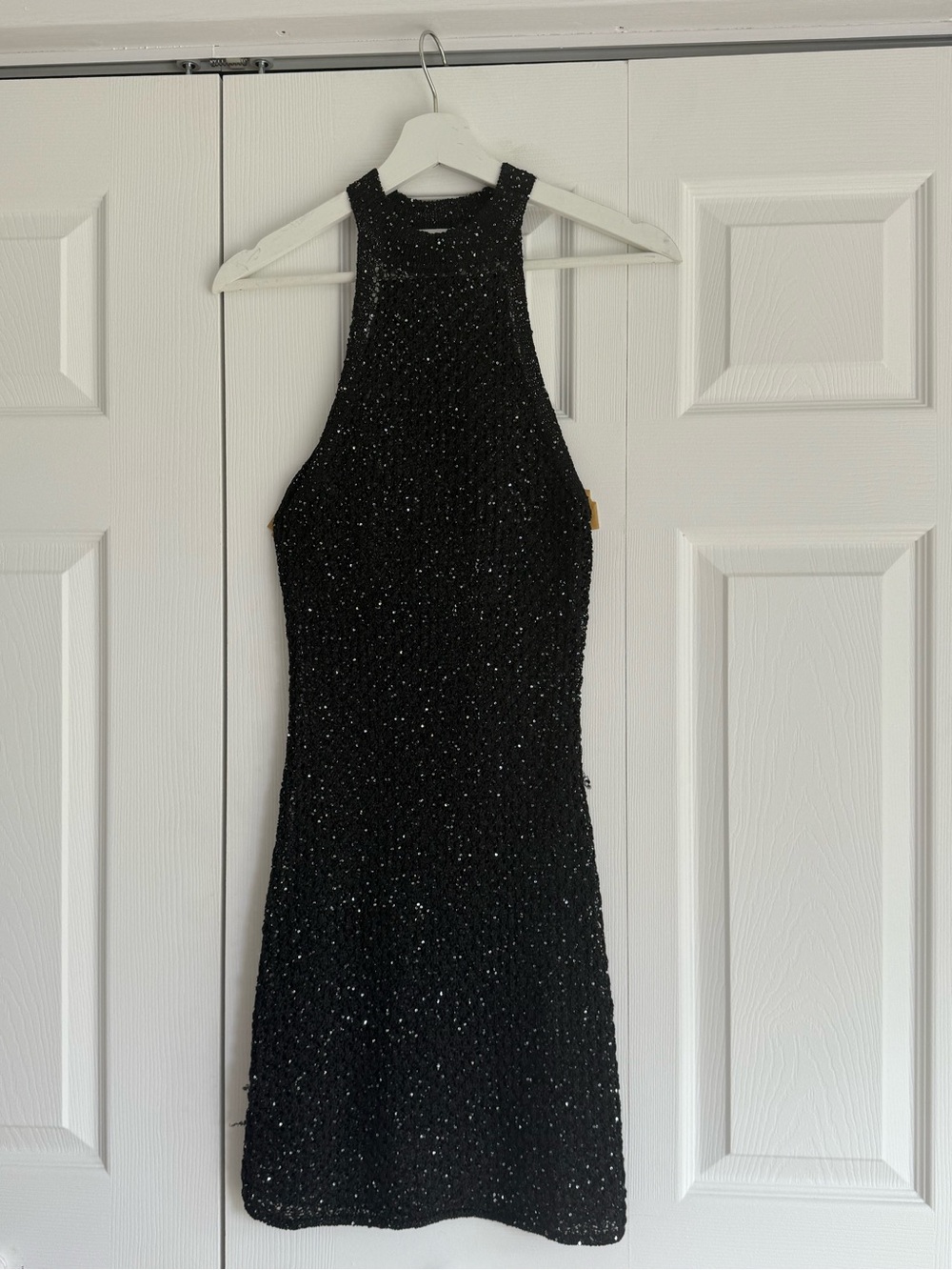 Mango Black Sparkle Halter Bodycon Dress
